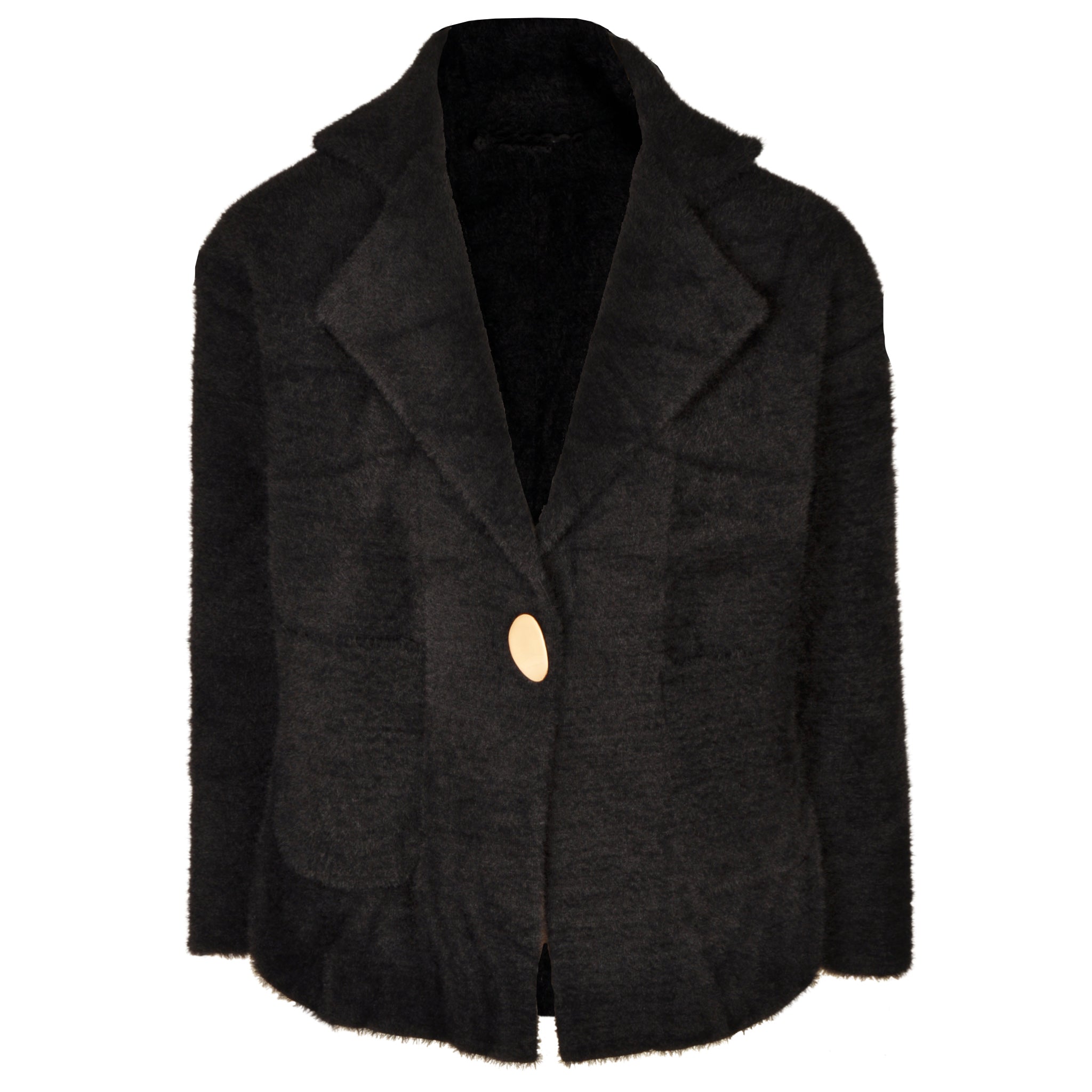 One button fluffy knit jacket – Nicci Boutiques