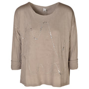 Wavy studded knit top