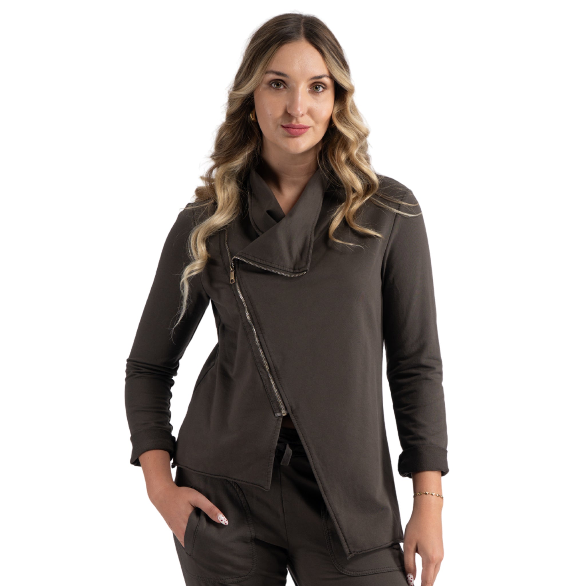 Aymmetrical zip pointy jacket