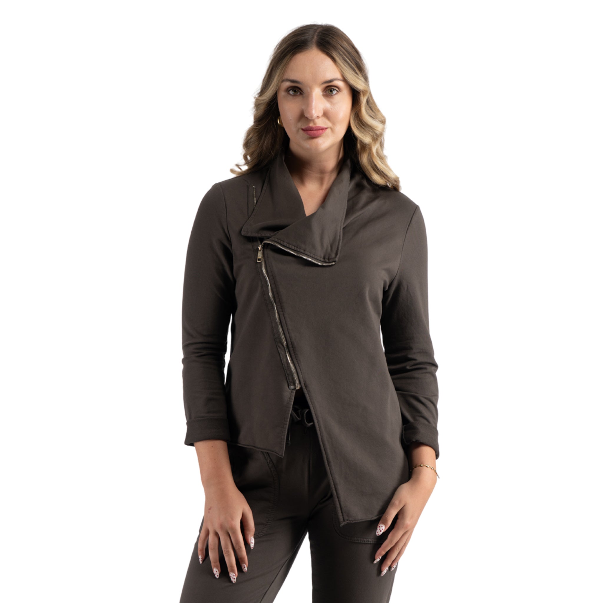 Aymmetrical zip pointy jacket