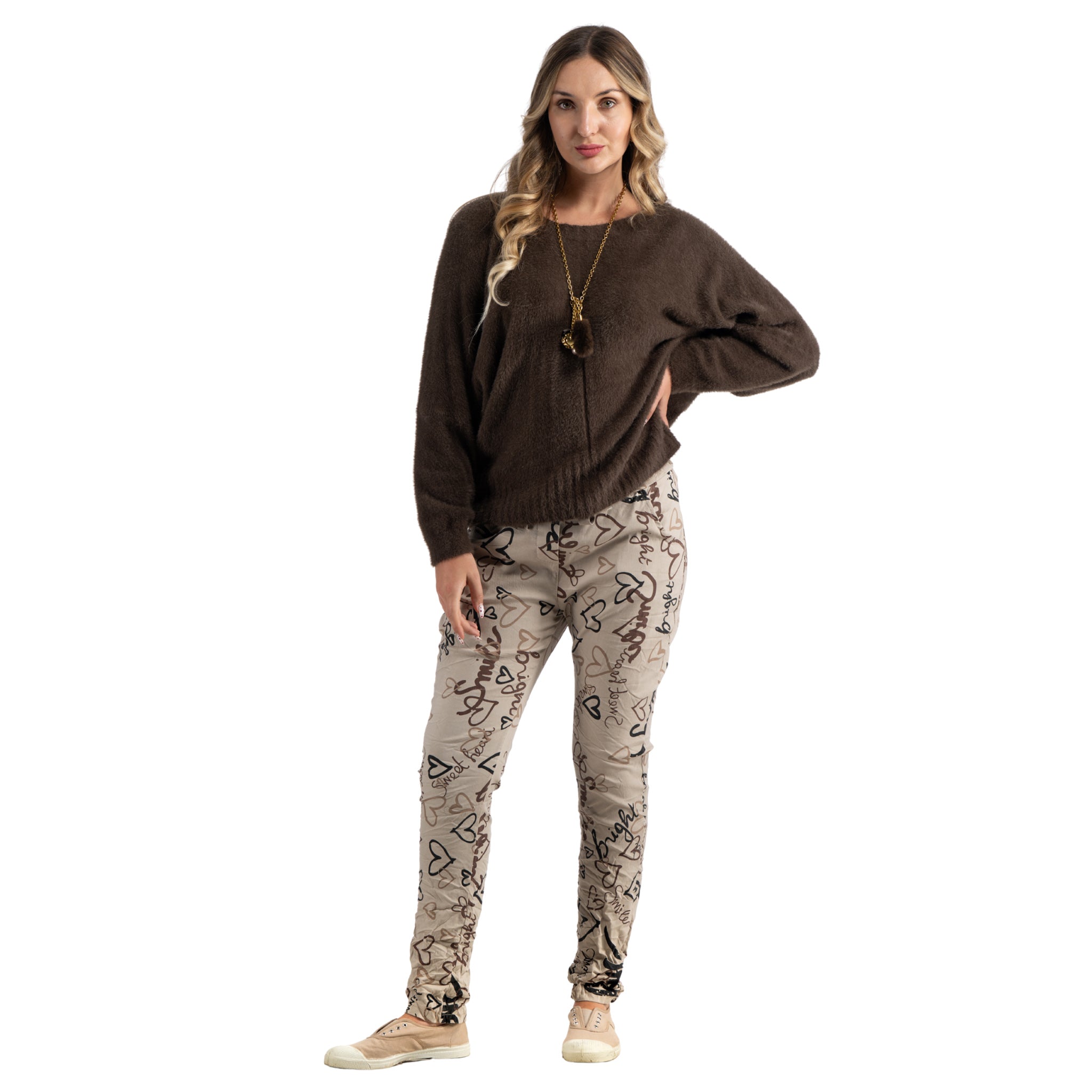 Fluffy batwing knit top
