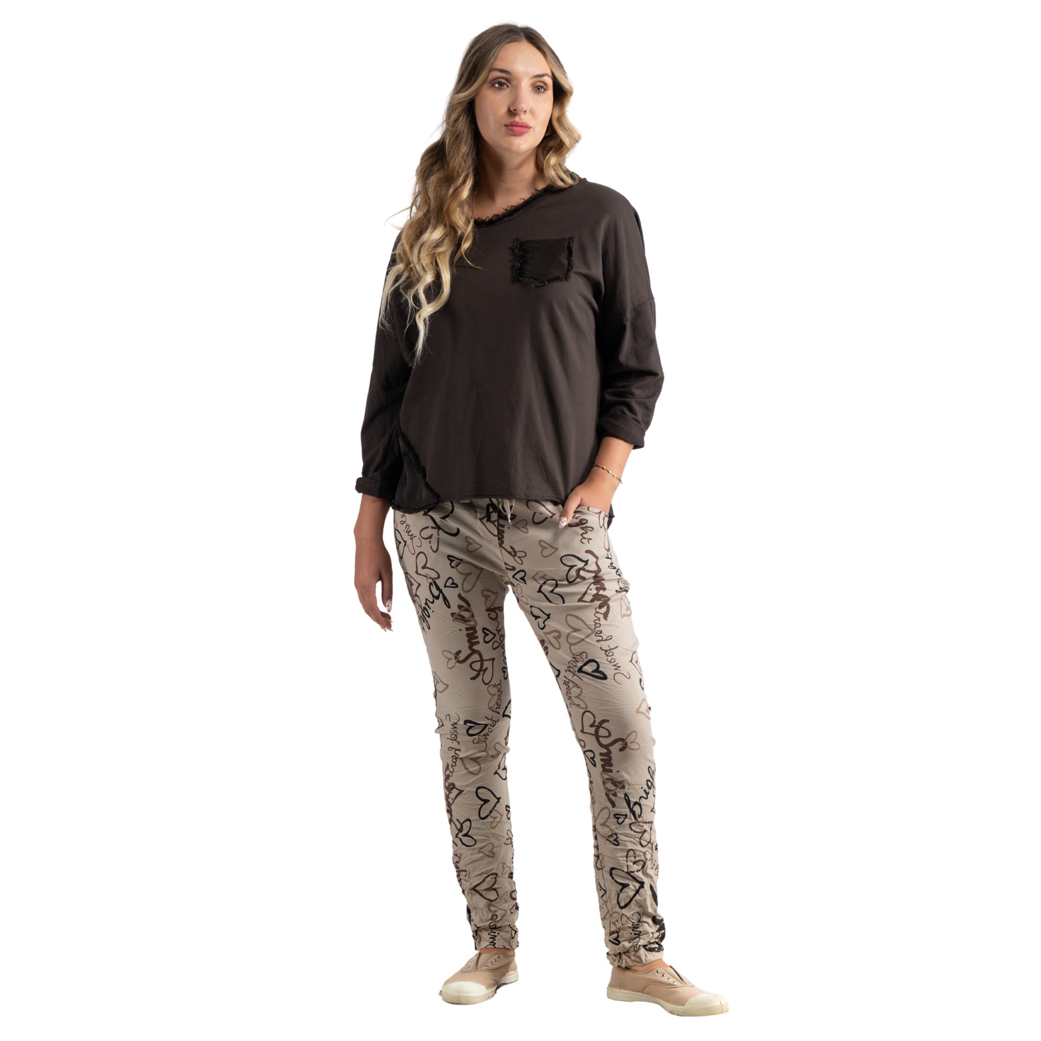 Frayed silky pocket top