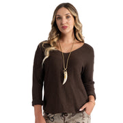 Disc detail batwing knit top