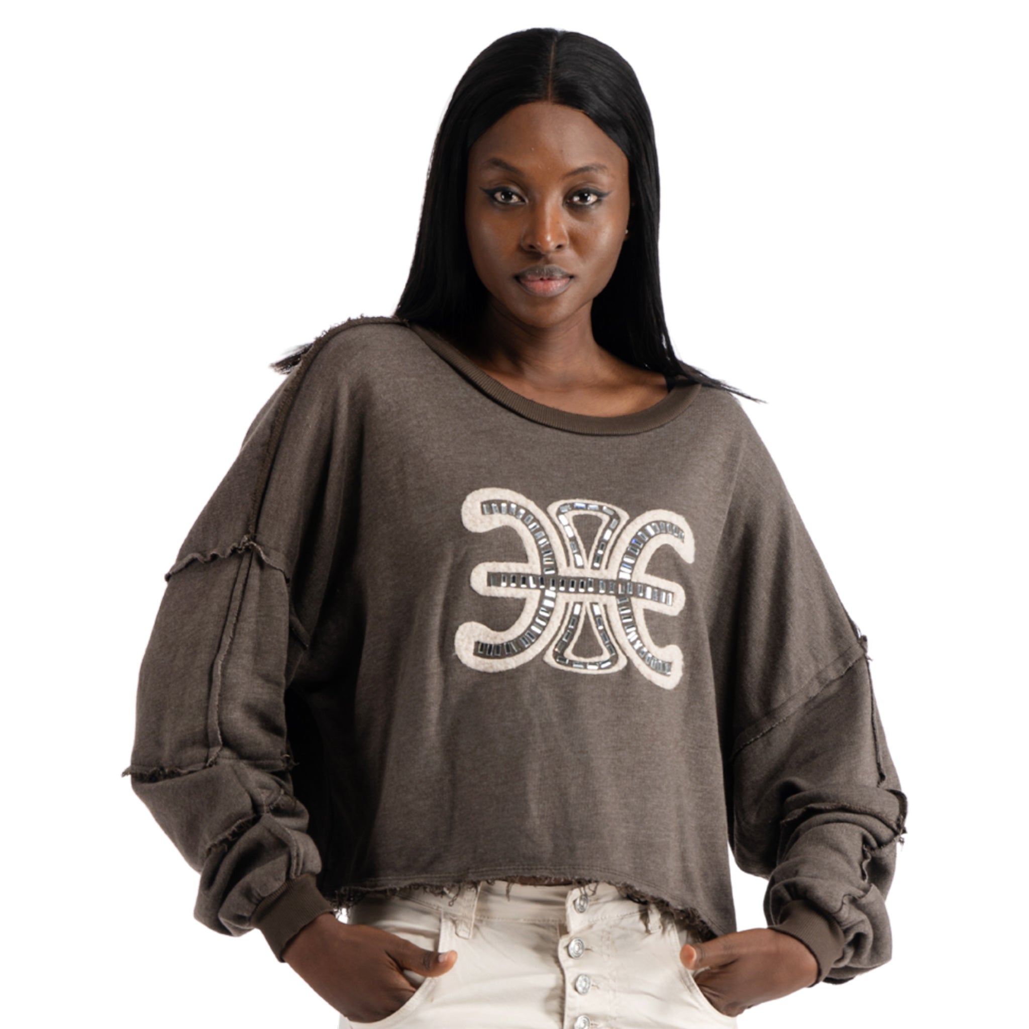 Flocked Diamante r/edge sweatshirt