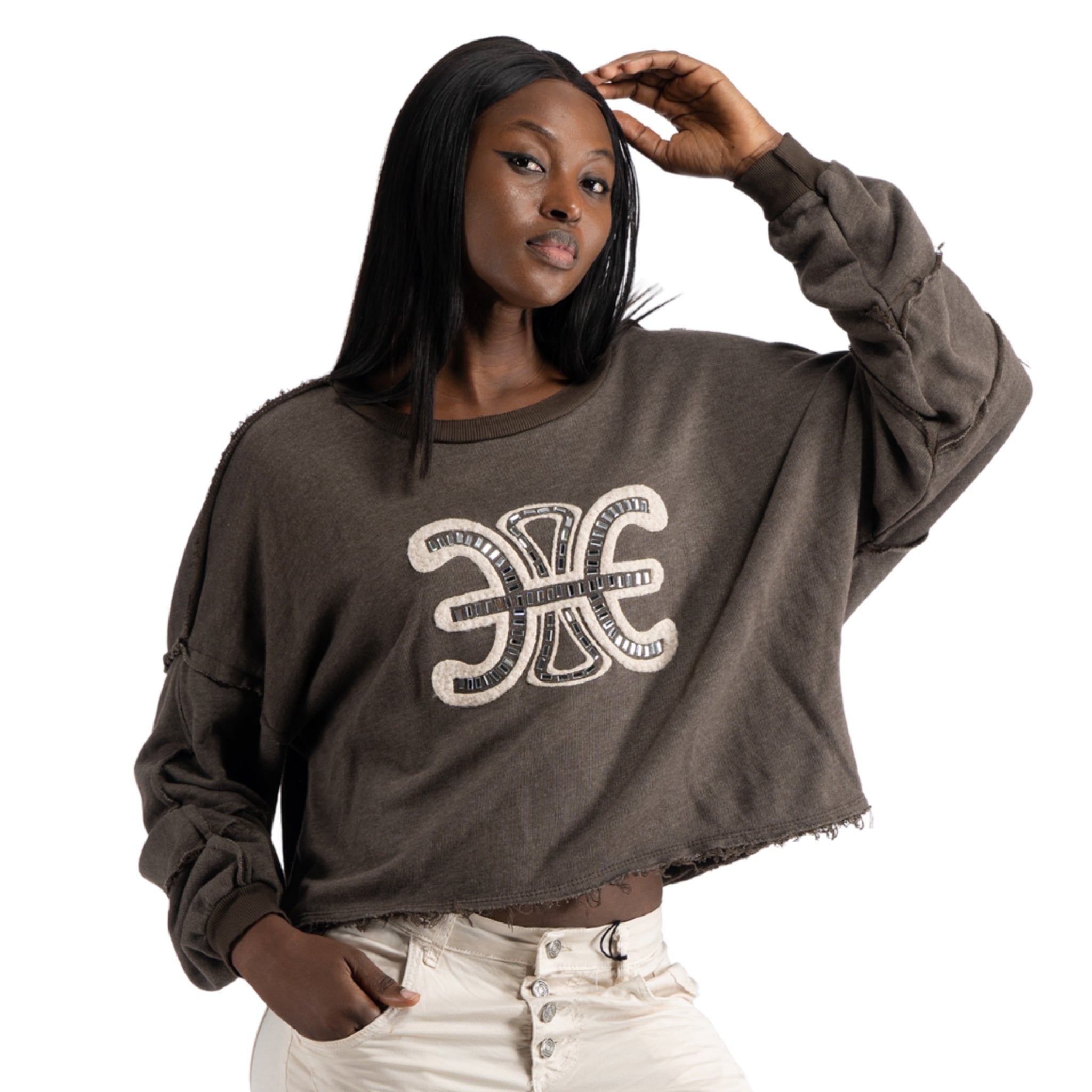 Flocked Diamante r/edge sweatshirt