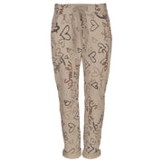 Multi heart word print pants