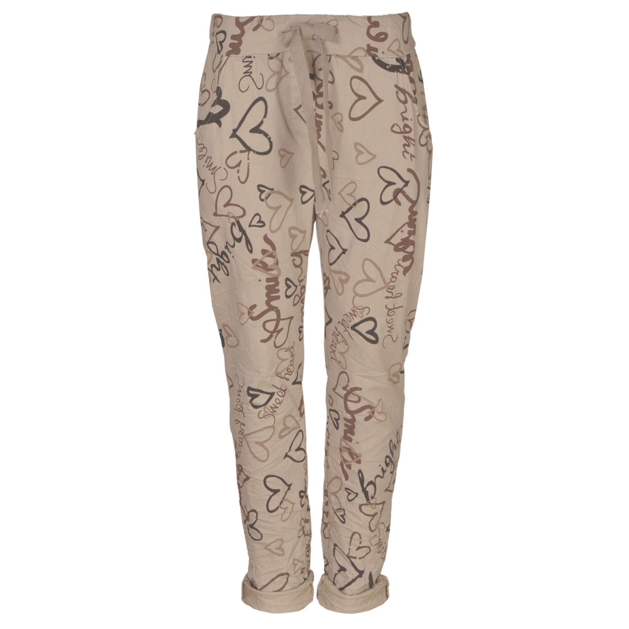 Multi heart word print pants
