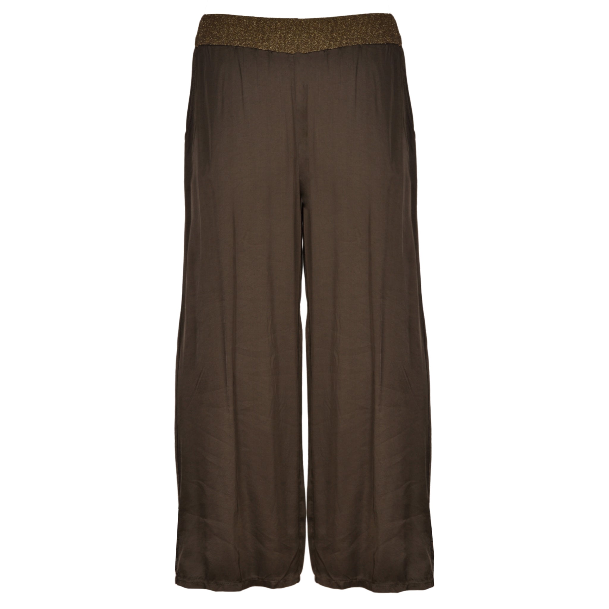 Lurex waistband wide leg pants