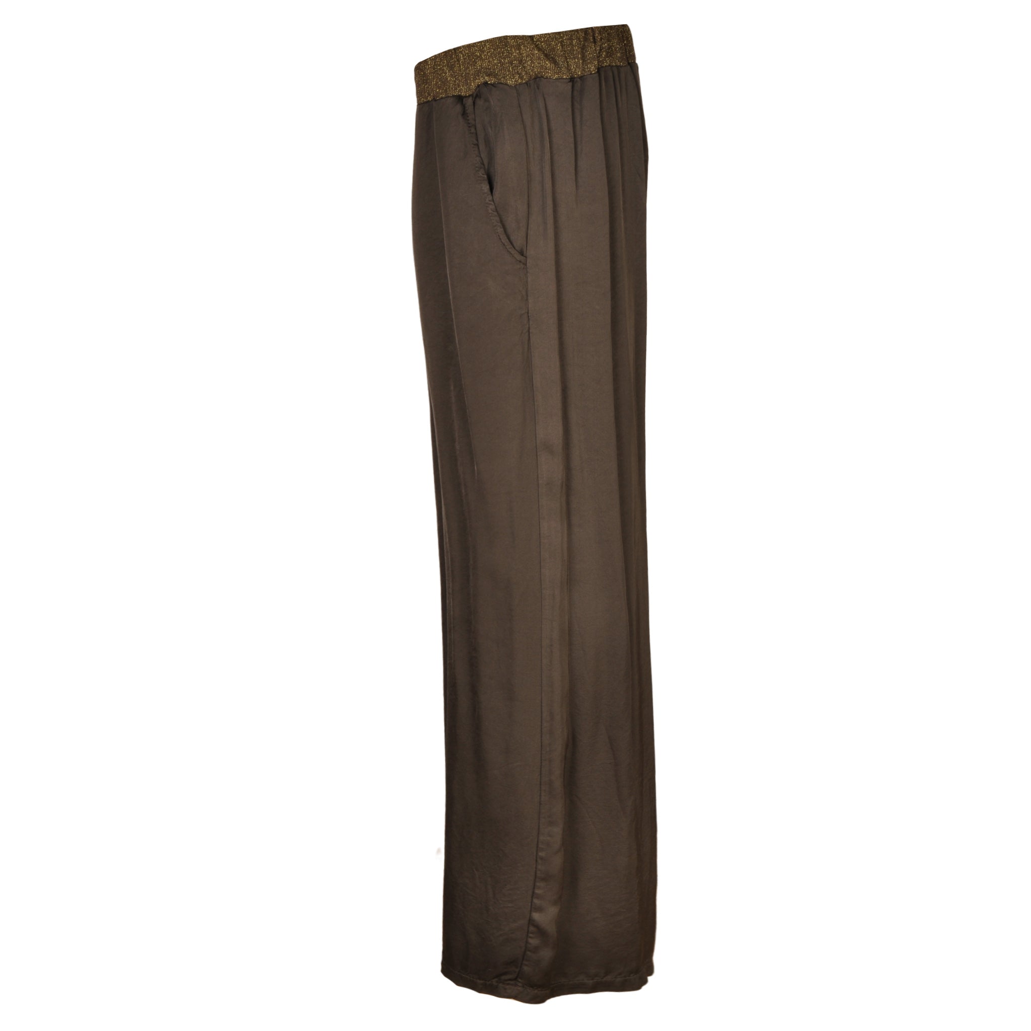 Lurex waistband wide leg pants