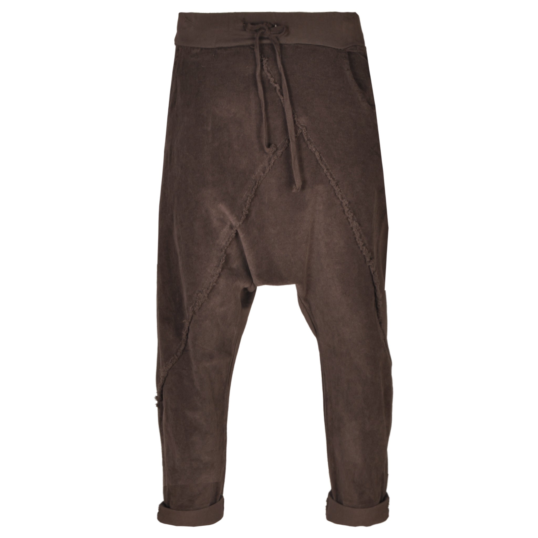 2-Textured raw-edge corduroy pants