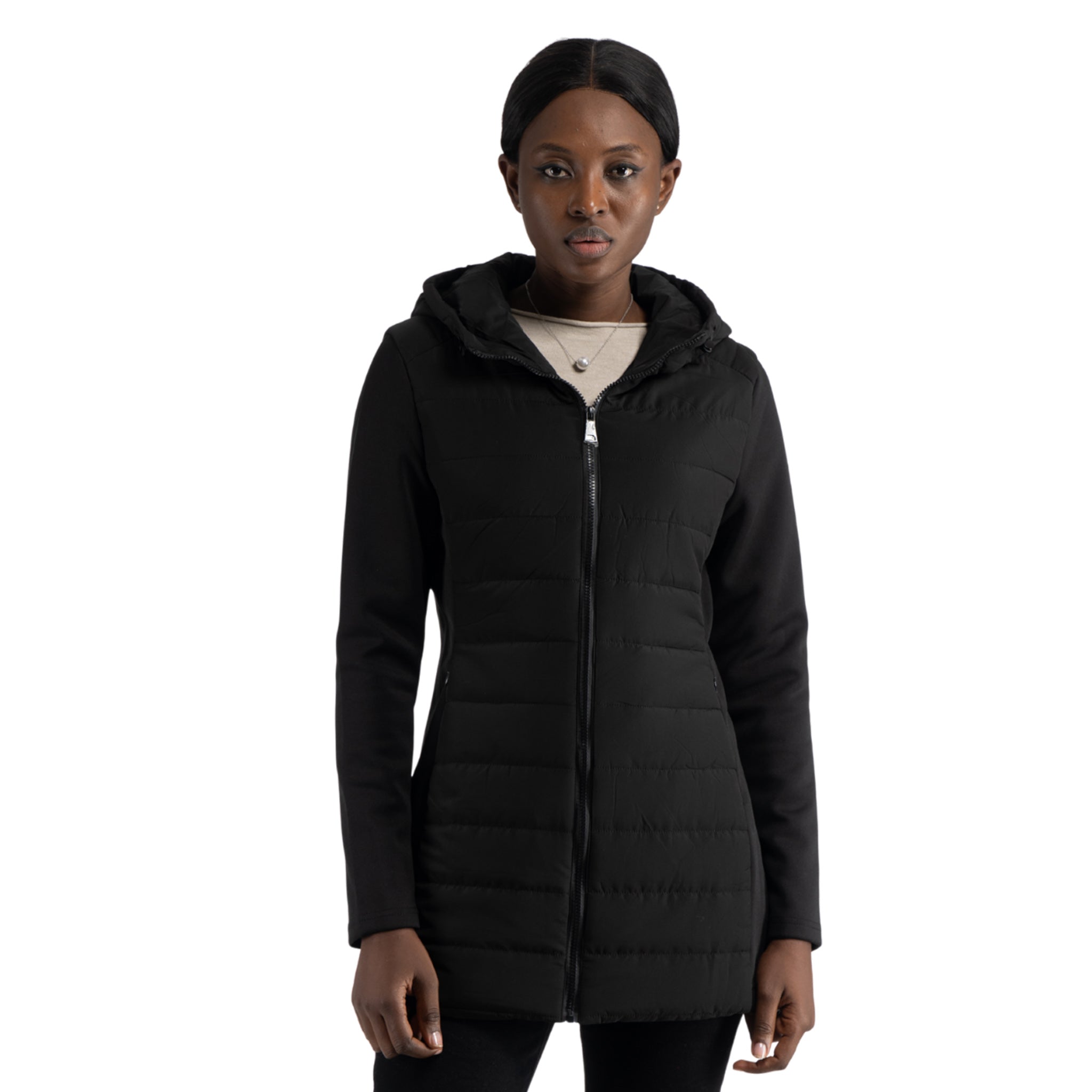 2-Textured hooded puffer jacket