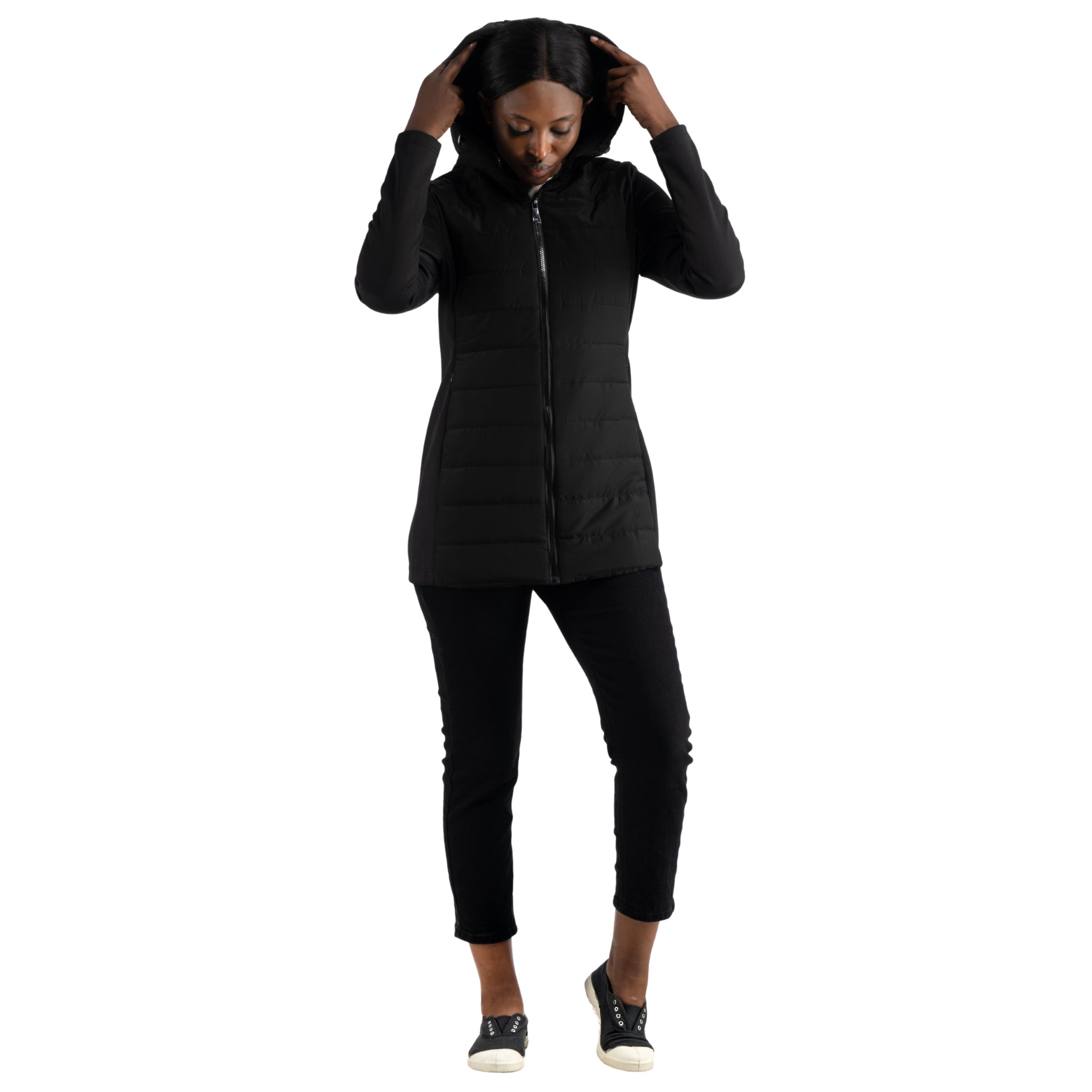 2-Textured hooded puffer jacket