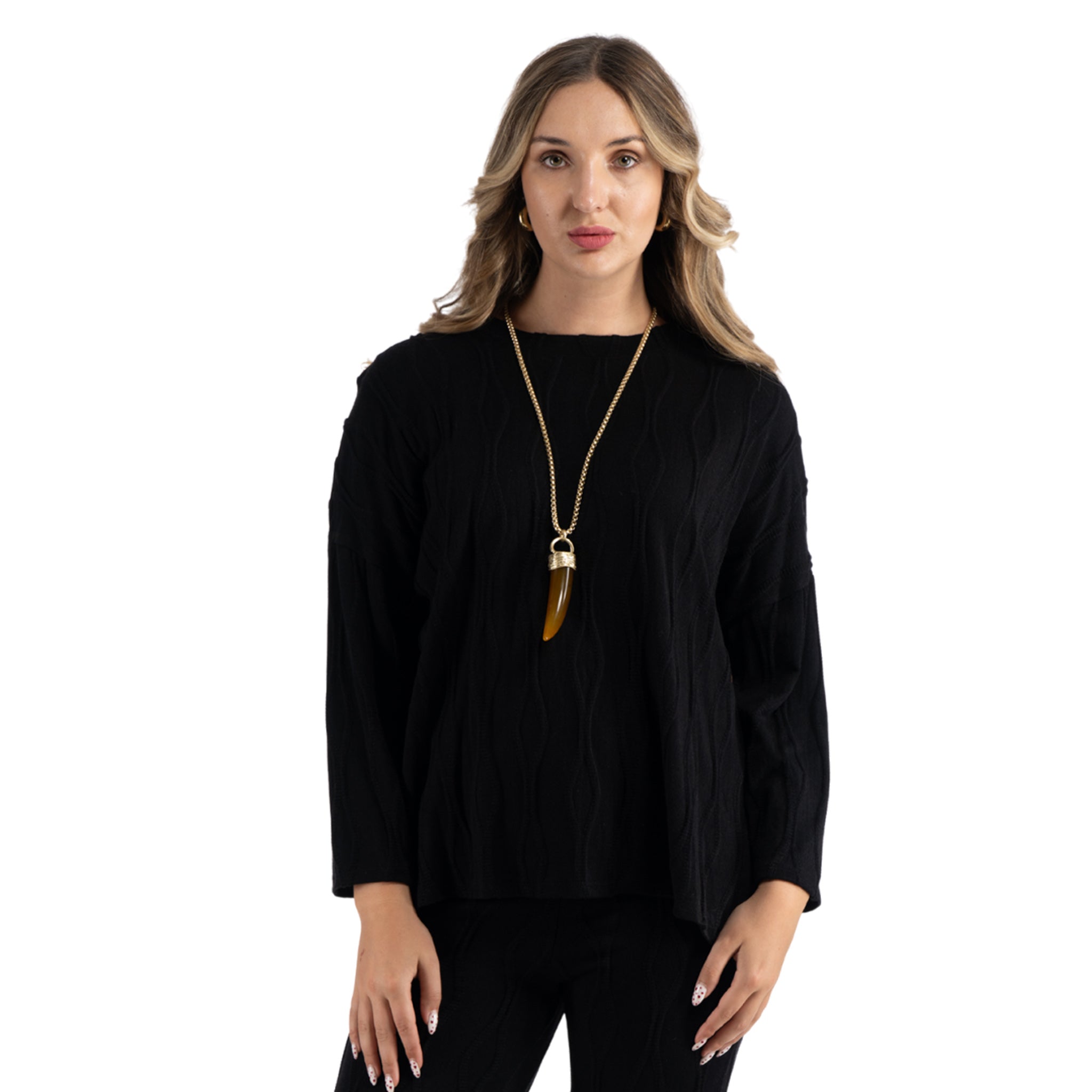Round neck cable knit top