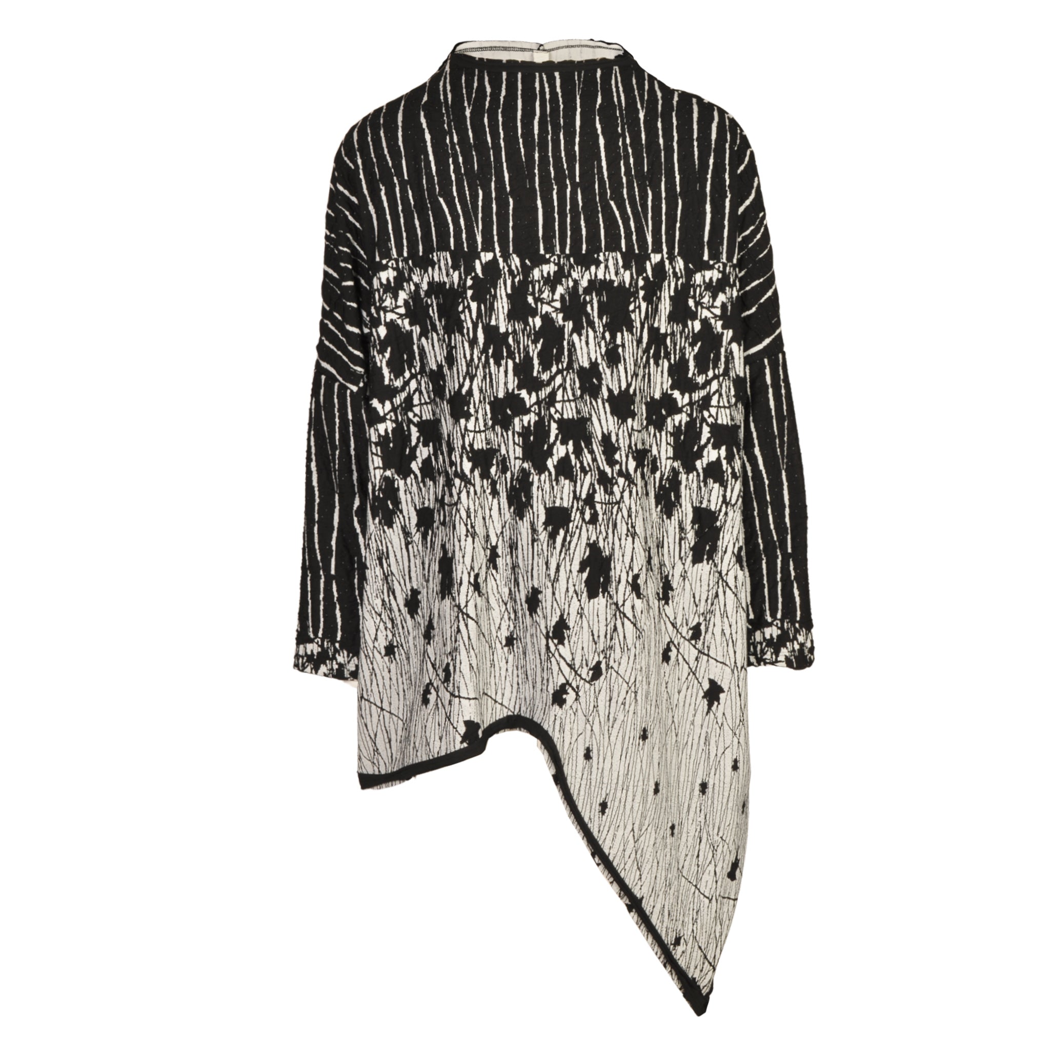 Funnel neck falling leaves print oversized top