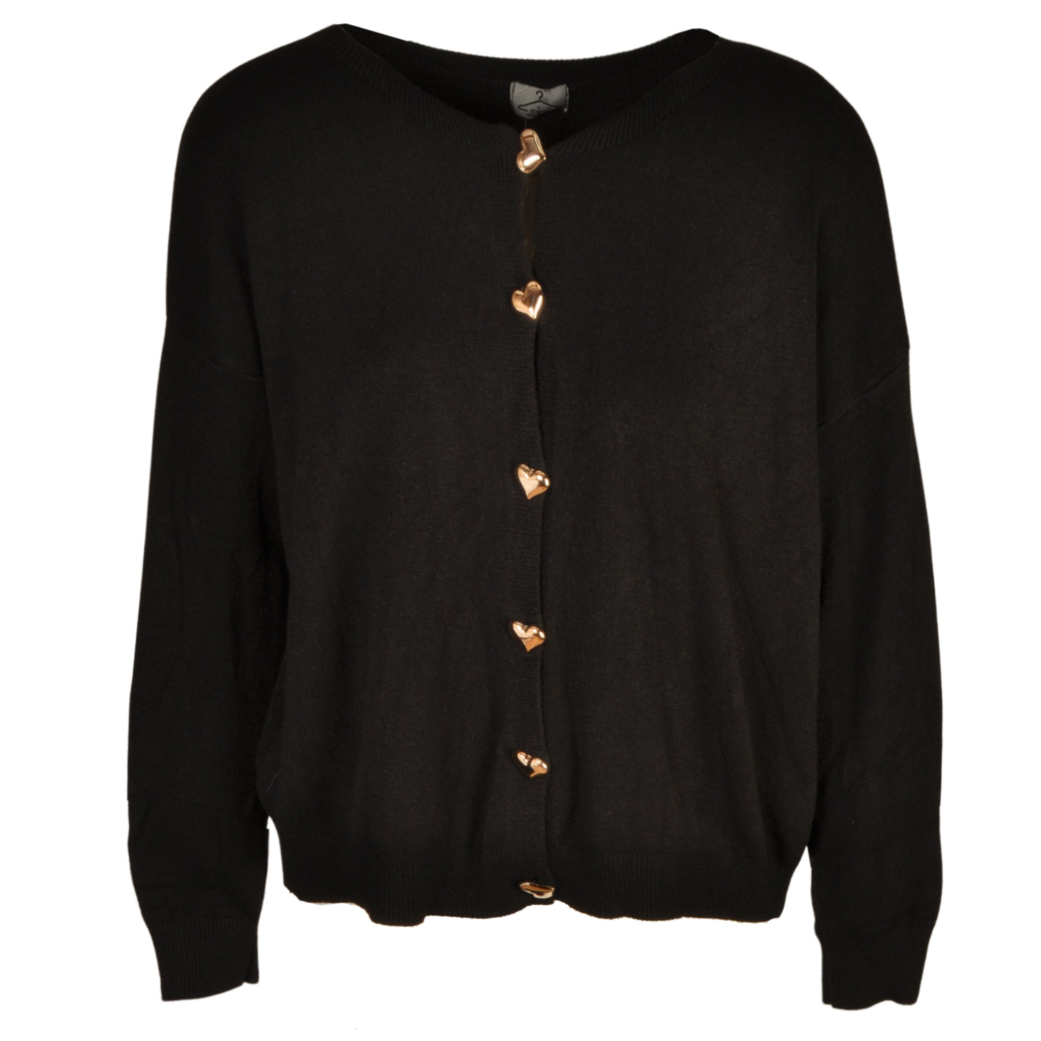 Gold heart button cardi