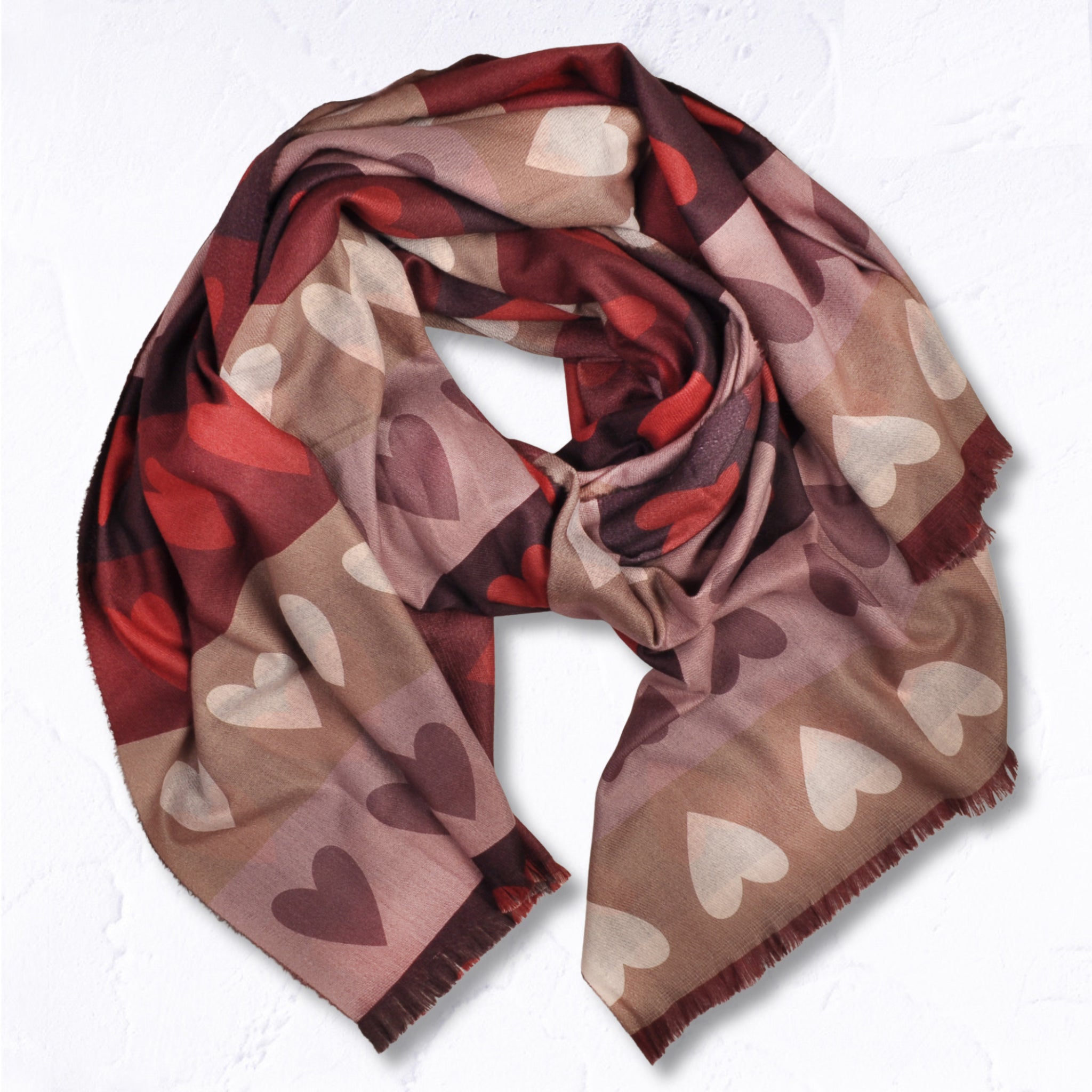 Multi heart striped scarf
