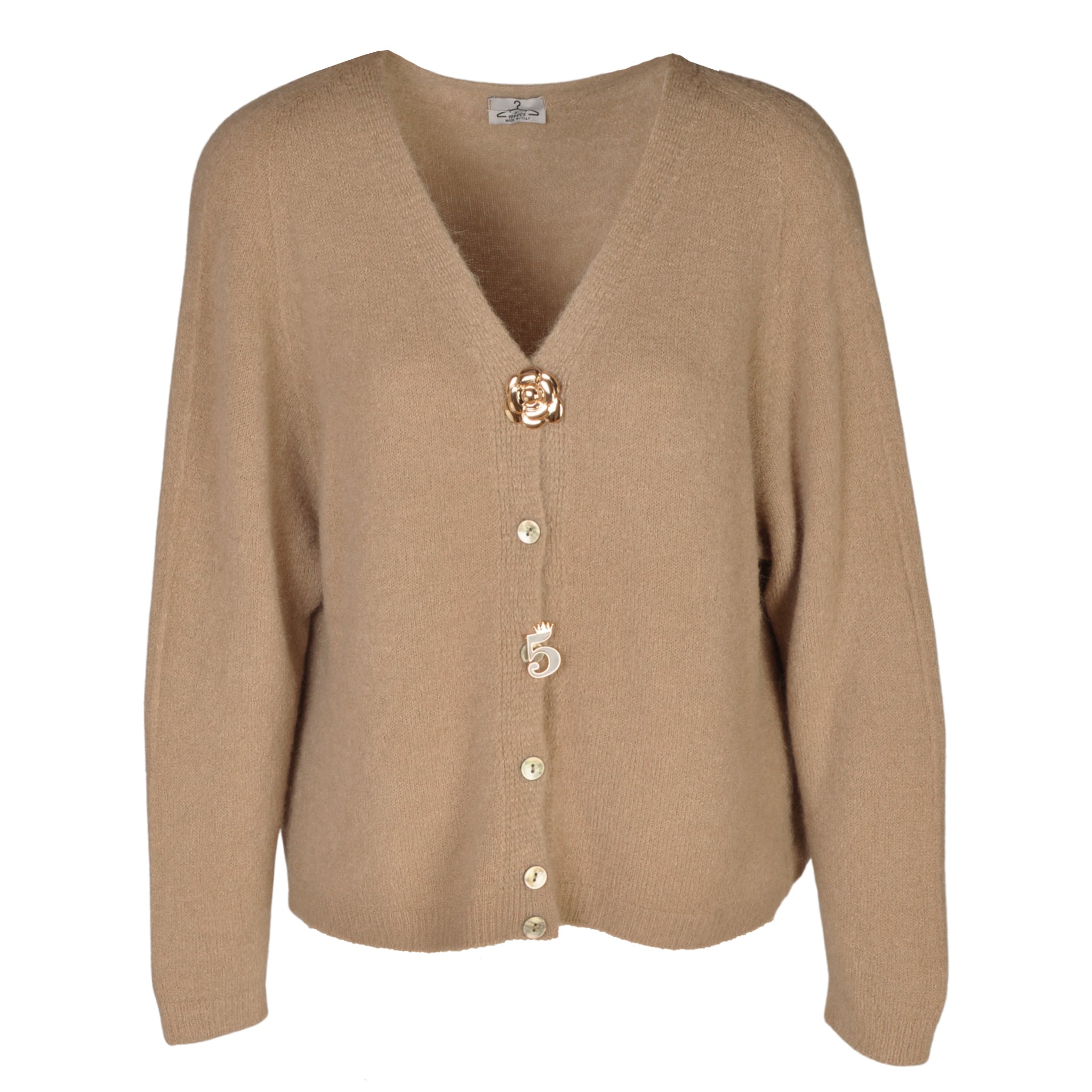 Brooch detail fluffy cardi