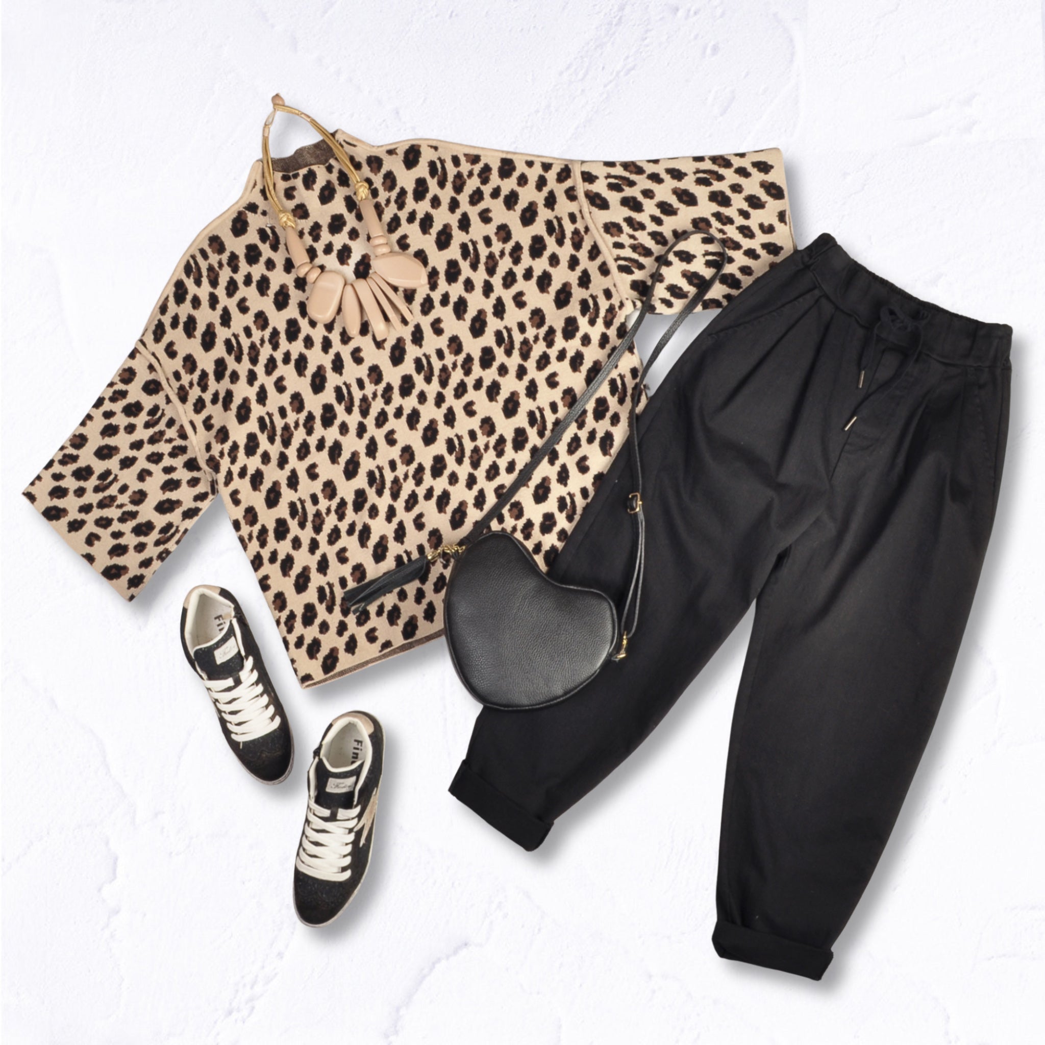 Leopard print funnel neck top