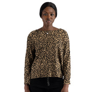 Flocked animal print jacquard top