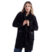 Gold button fluffy coat