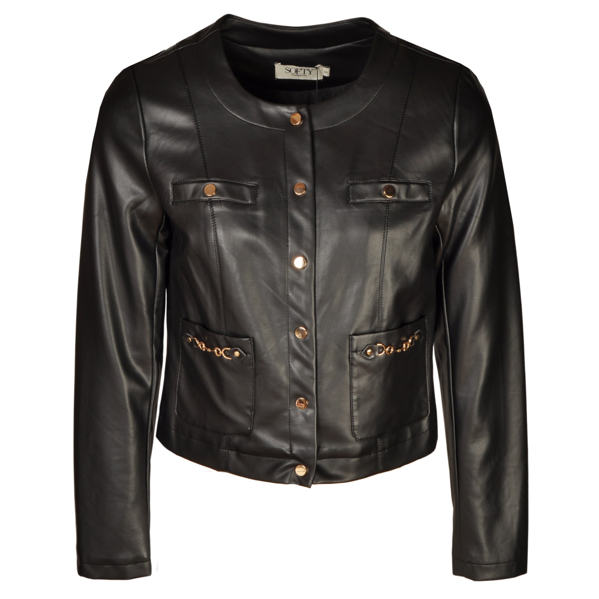 Gold horse-bit leatherette jacket