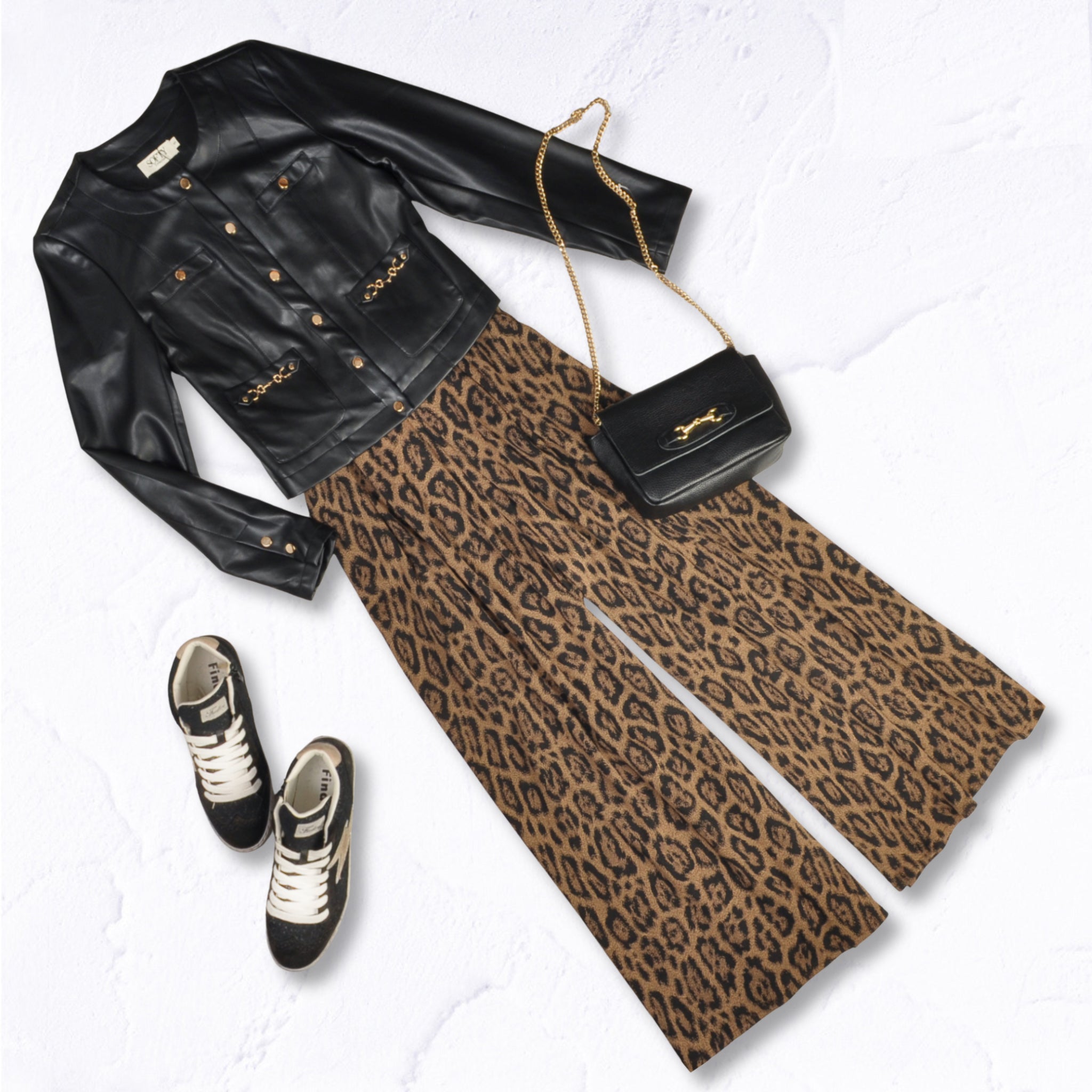 Gold horse-bit leatherette jacket