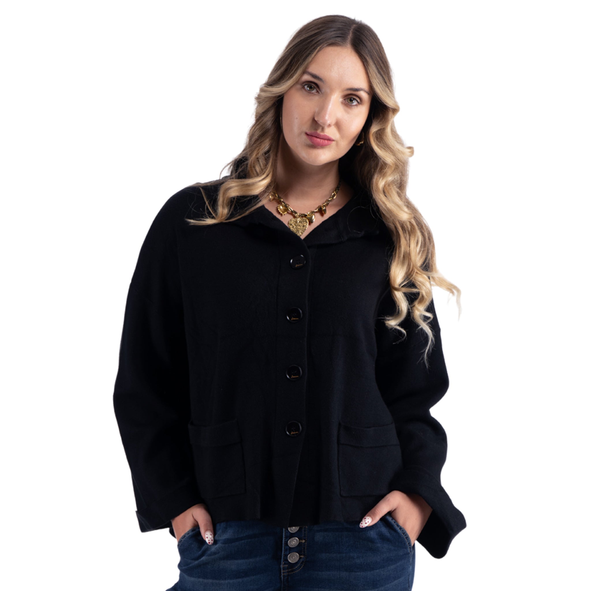 Knitted swing jacket