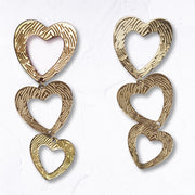 Textured tripple heart earrings