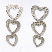 Textured tripple heart earrings
