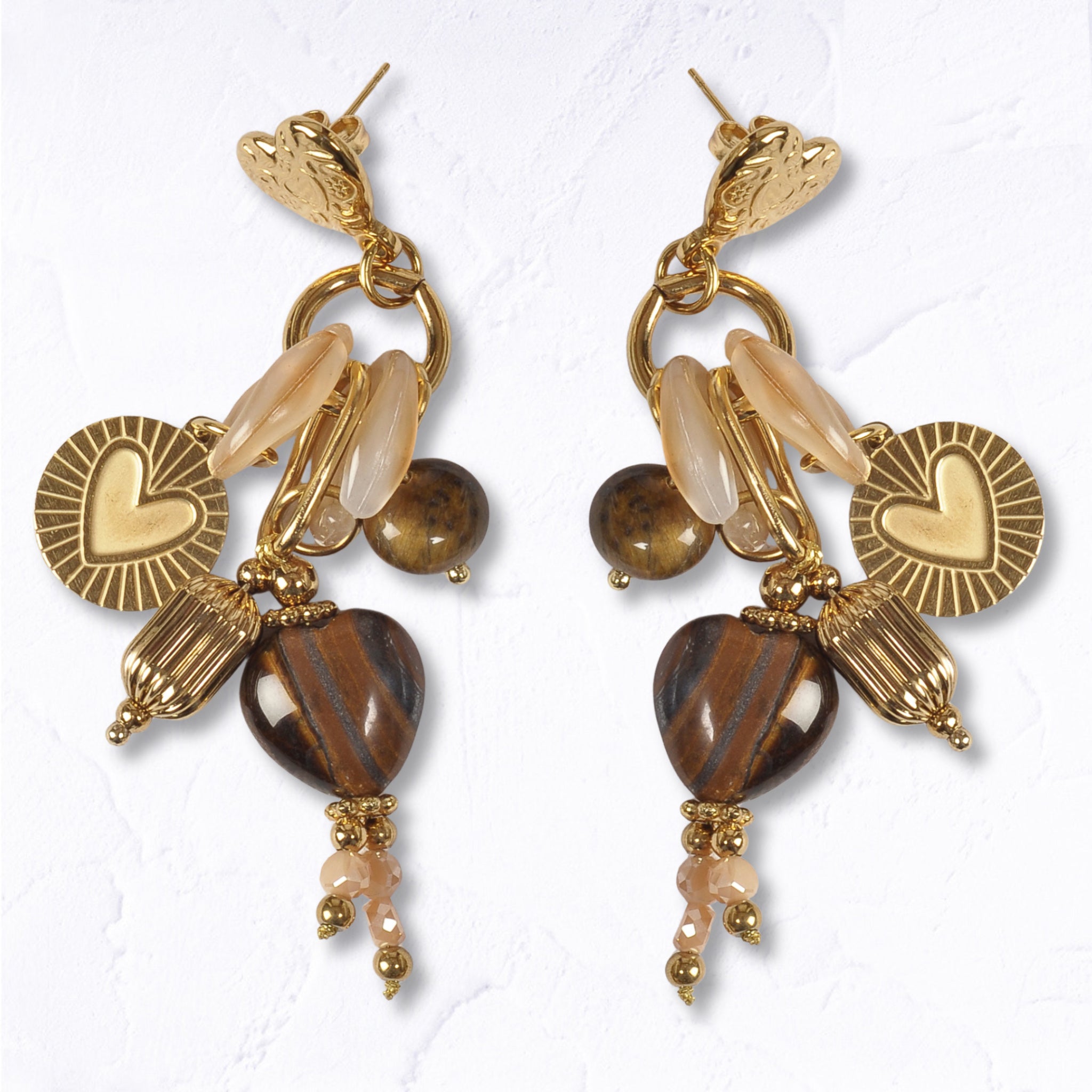 Tigers eye charm earrings