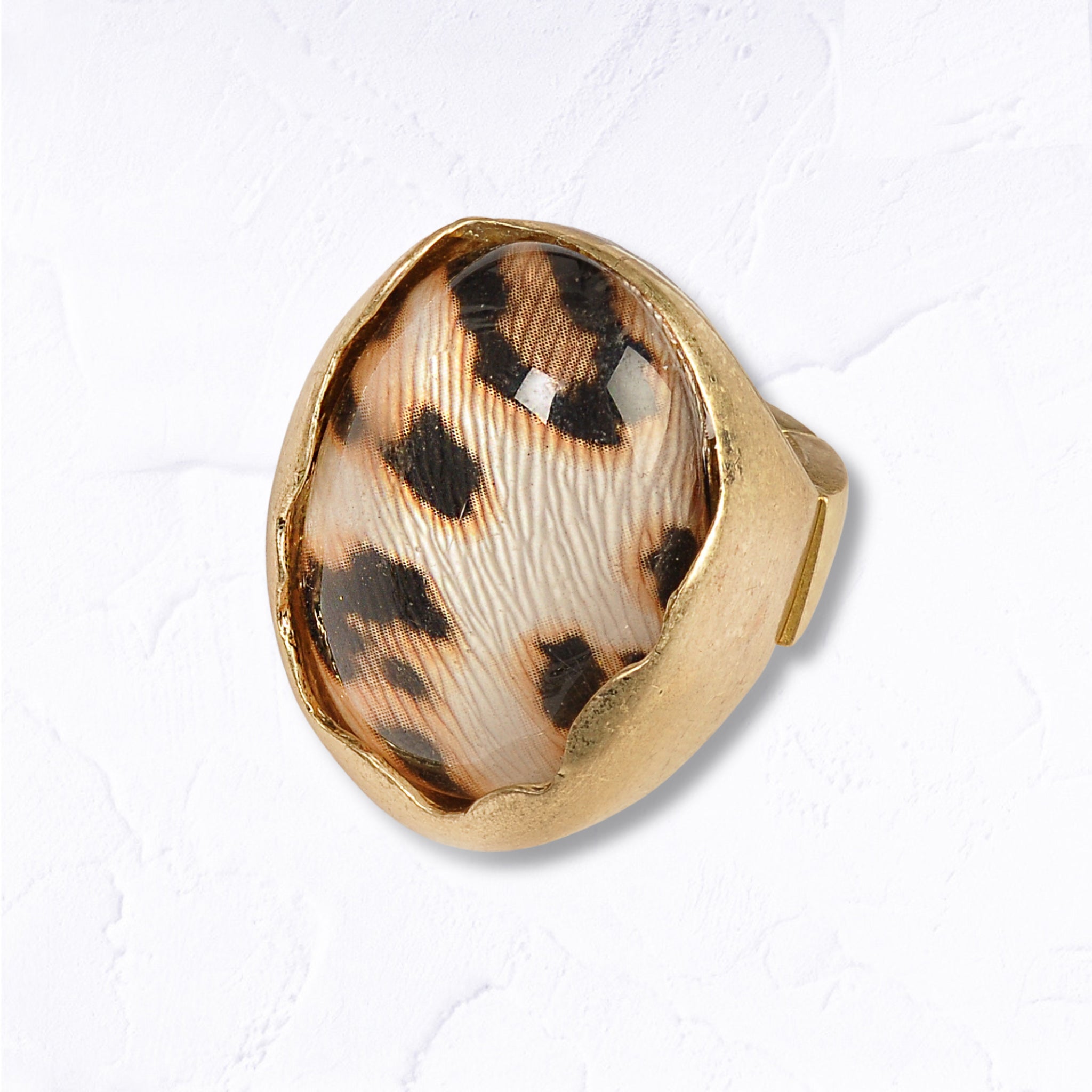 Giant leopard print oval ring