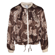 Leo print silky bomber jacket