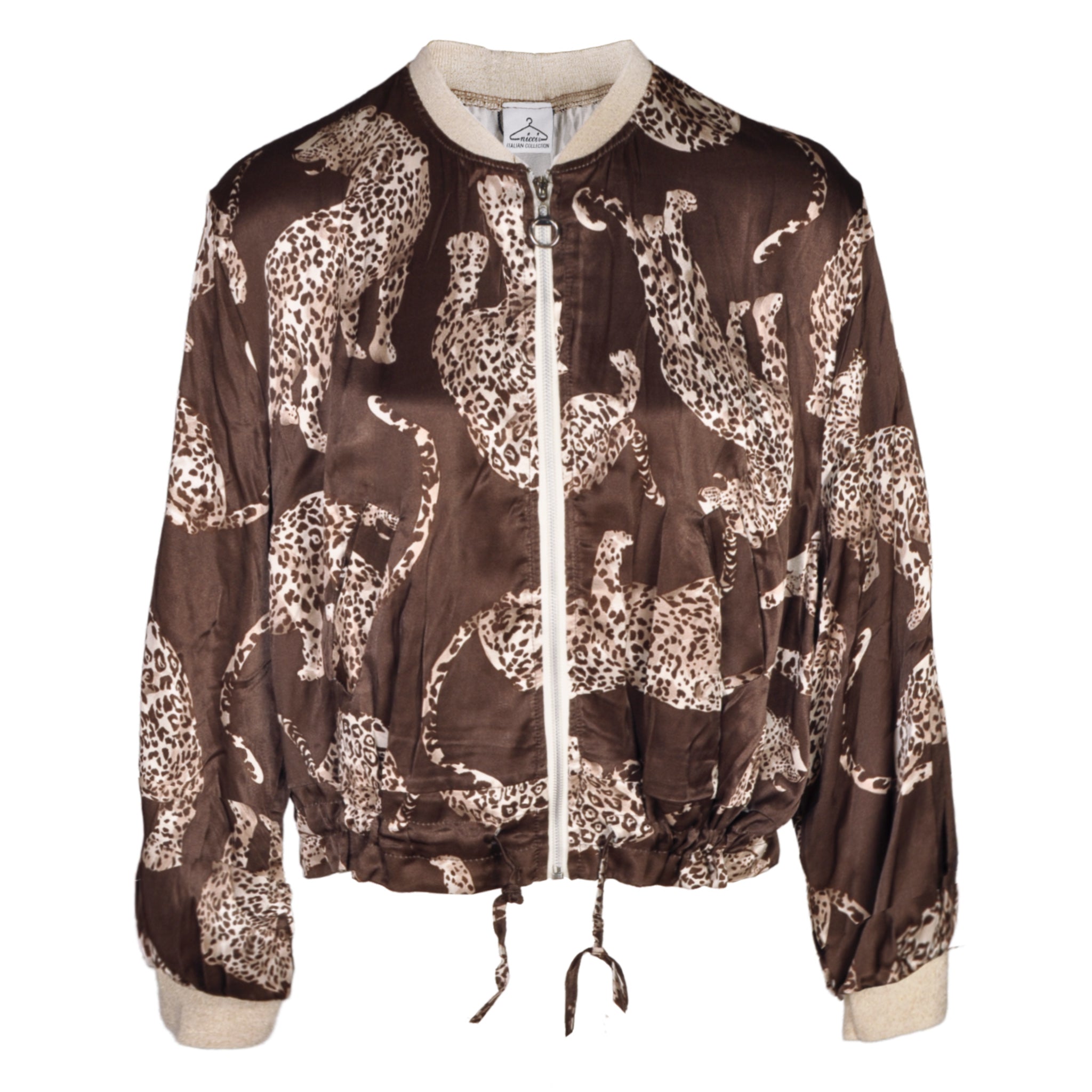 Leo print silky bomber jacket
