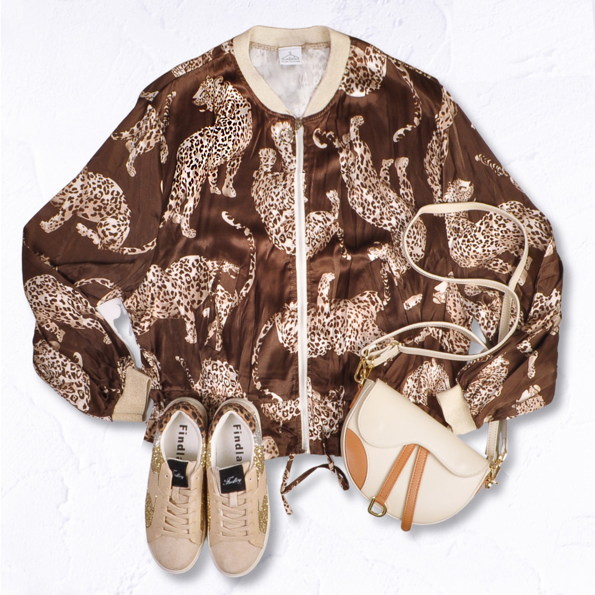 Leo print silky bomber jacket
