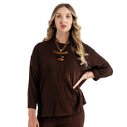 Round neck cable knit top