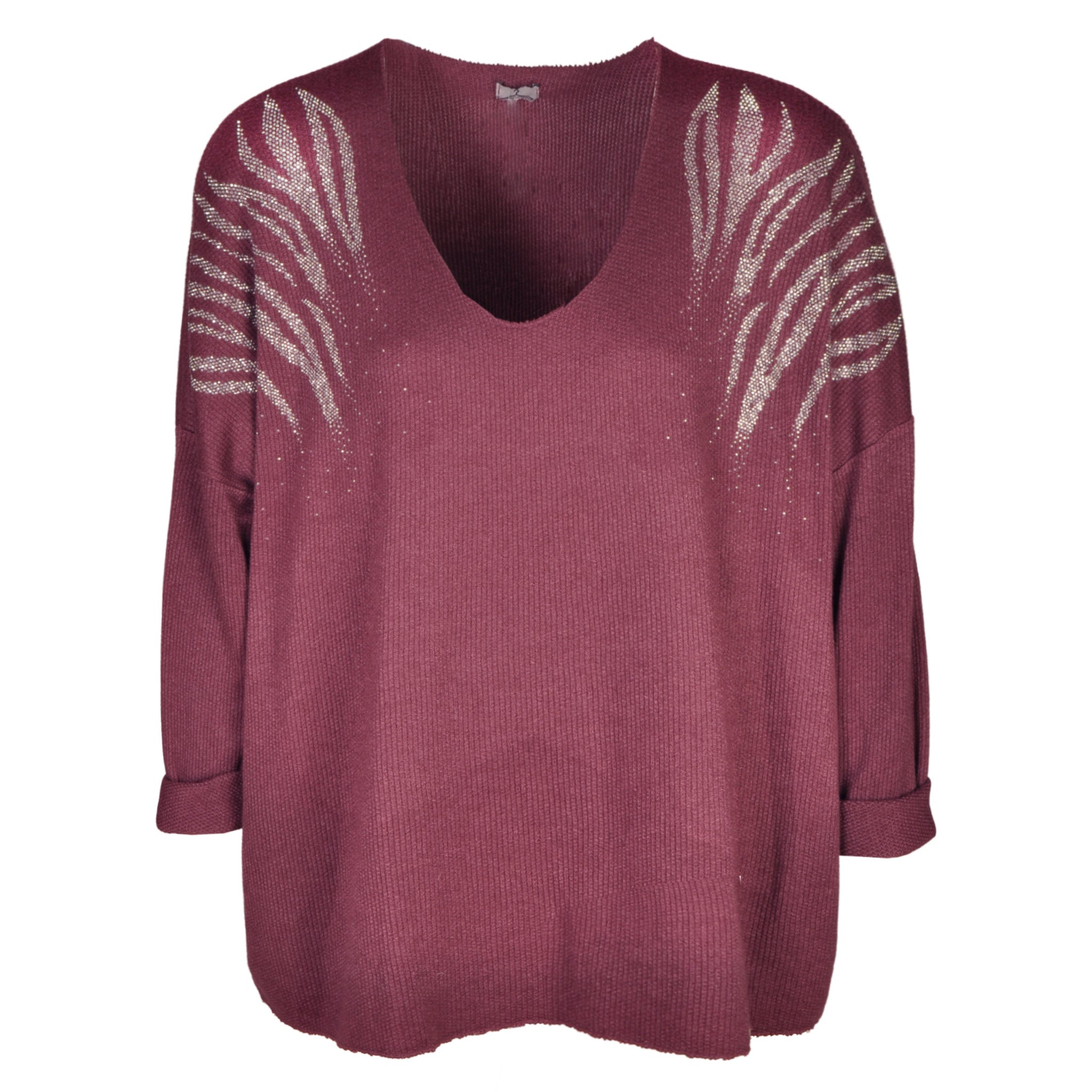 Diamante tiger stripe knit top