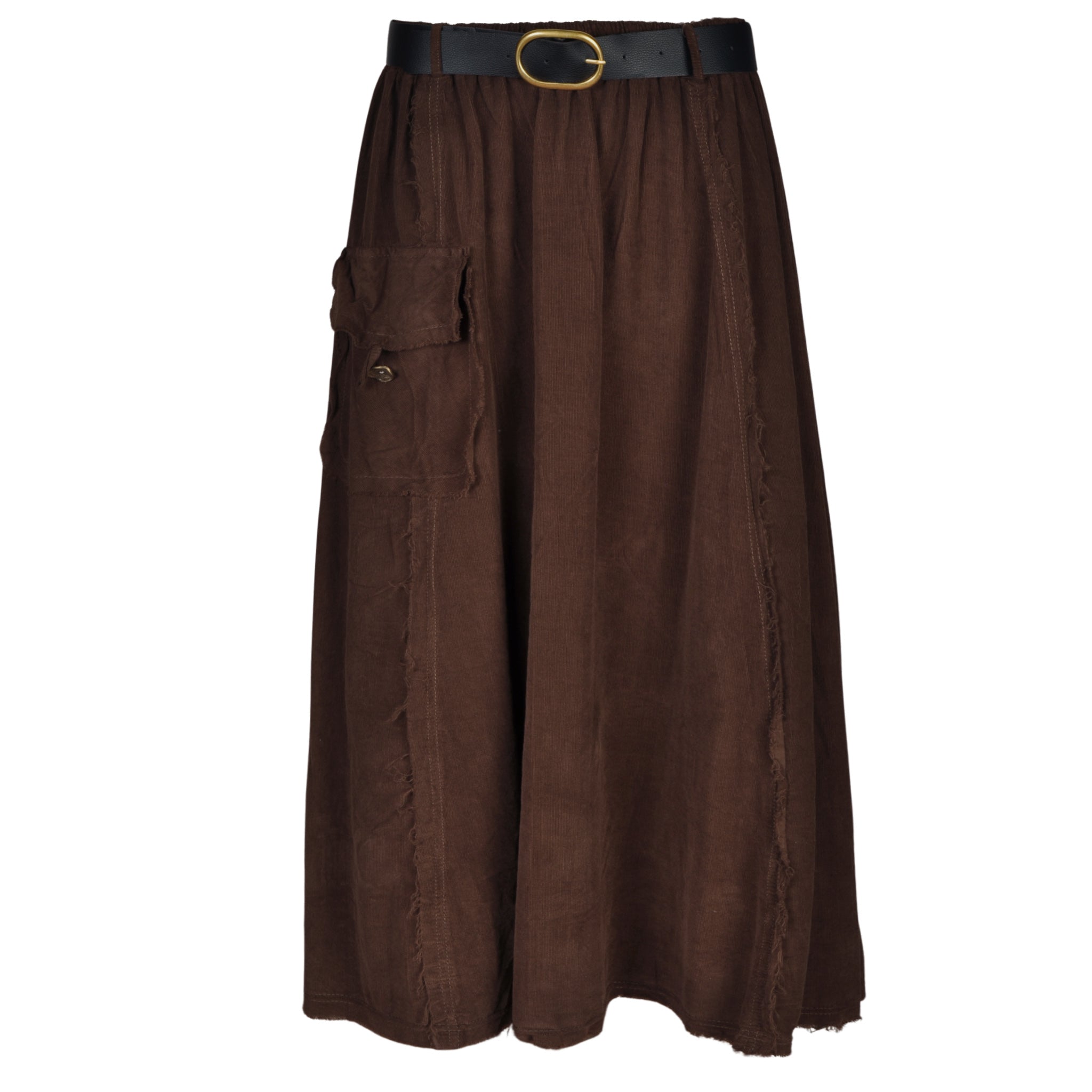 Belted raw edge skirt