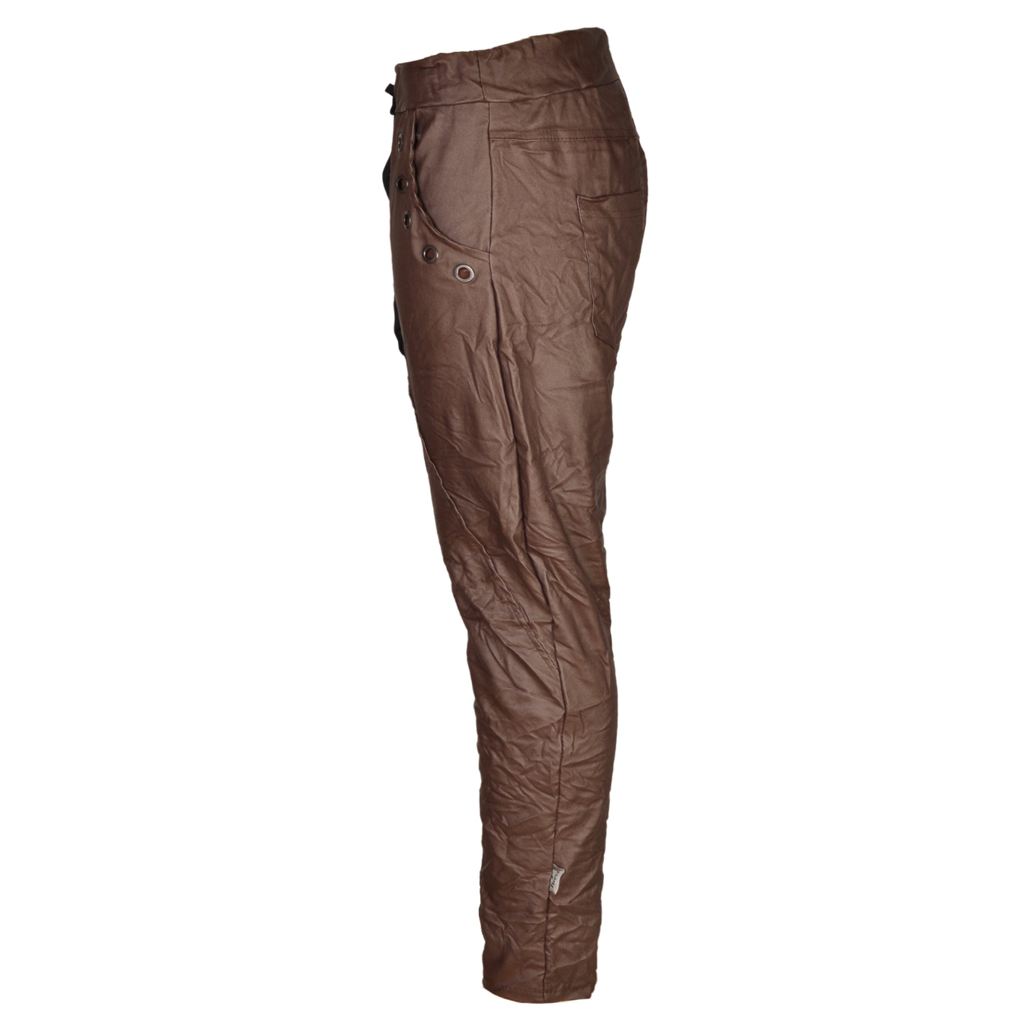 Eyelet detail leatherette harem pants