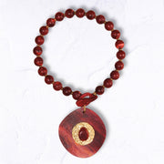 Circle pendant beaded necklace