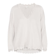 Overdyed lace trim basic top
