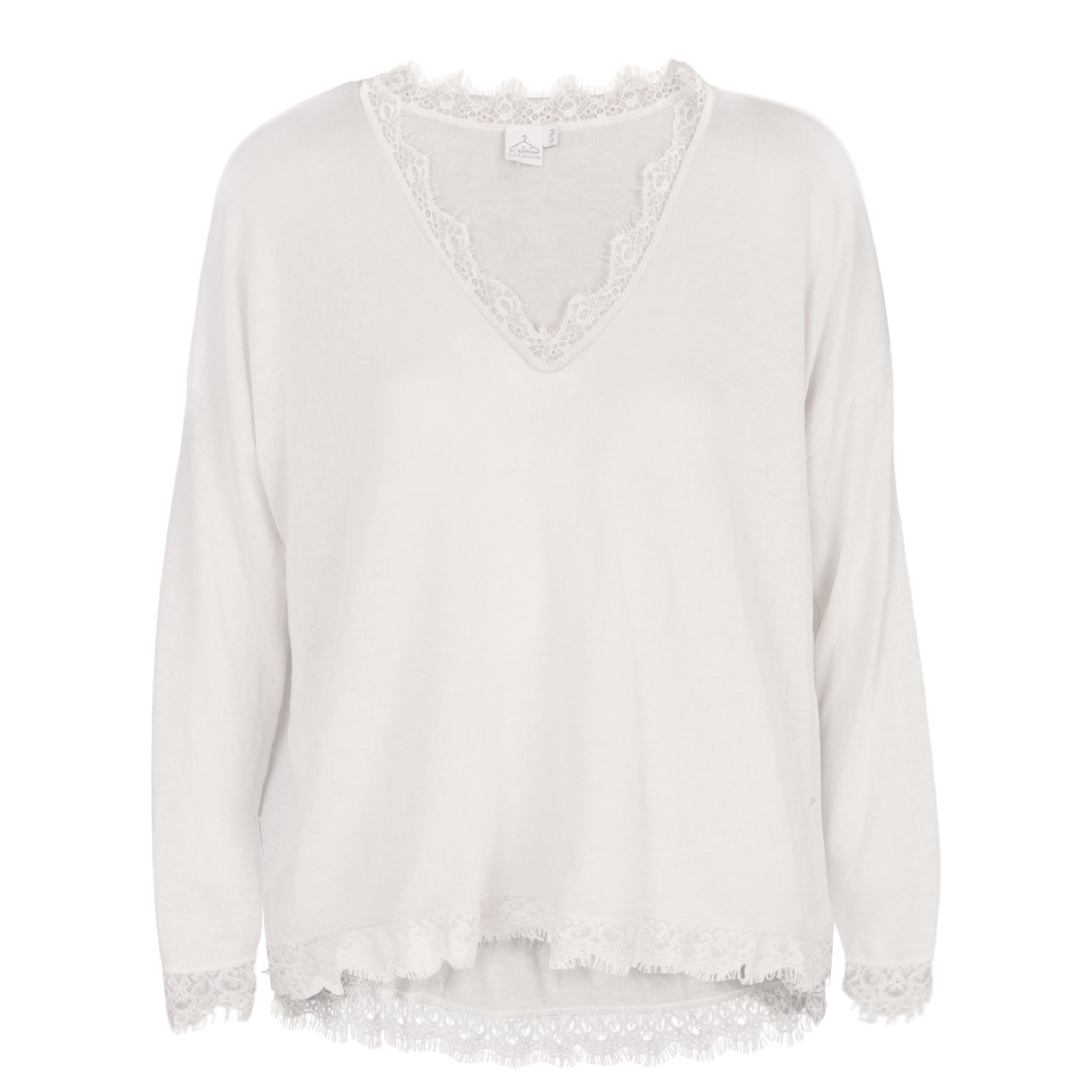 Overdyed lace trim basic top