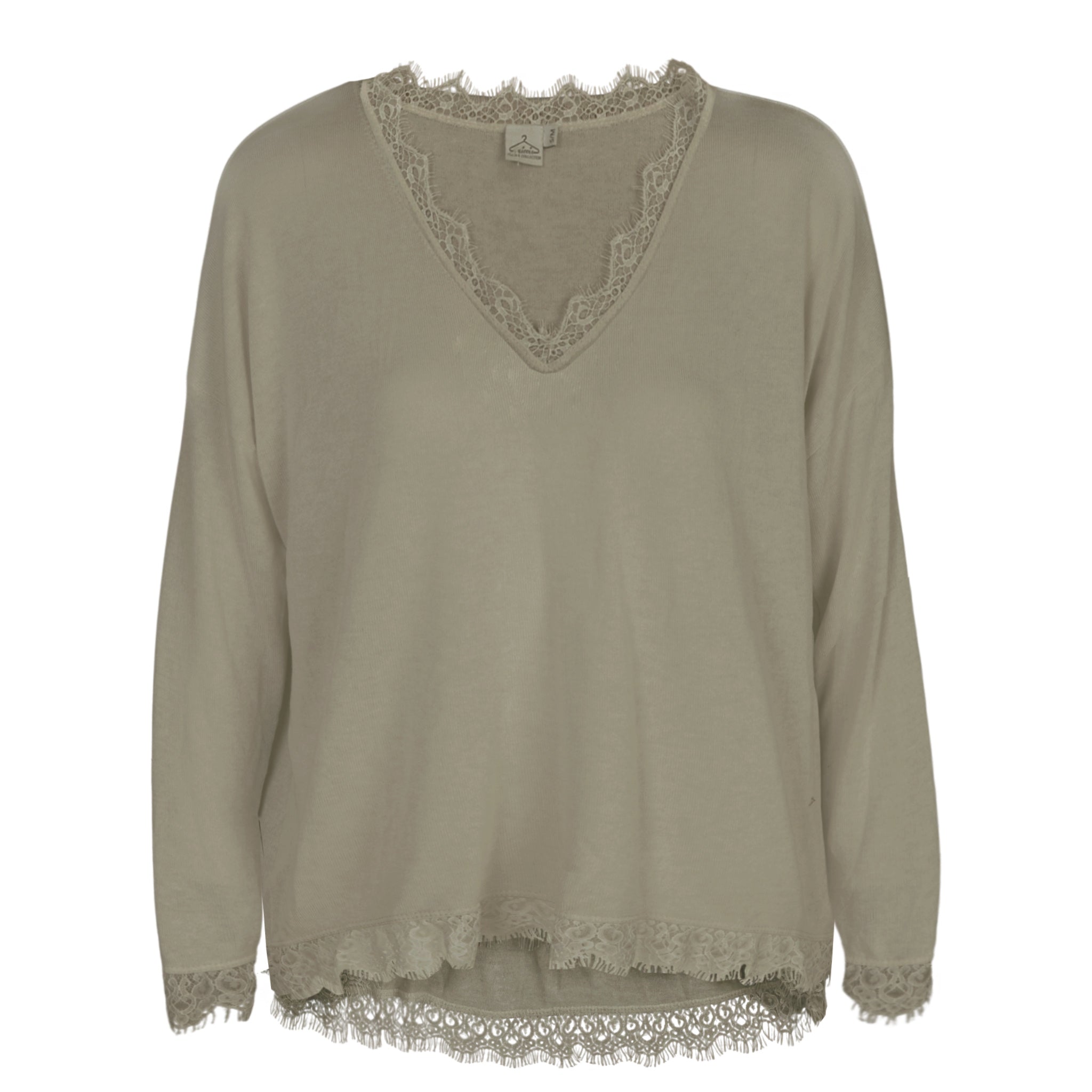 Overdyed lace trim basic top