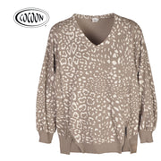Cocoon animal print raw-edge top