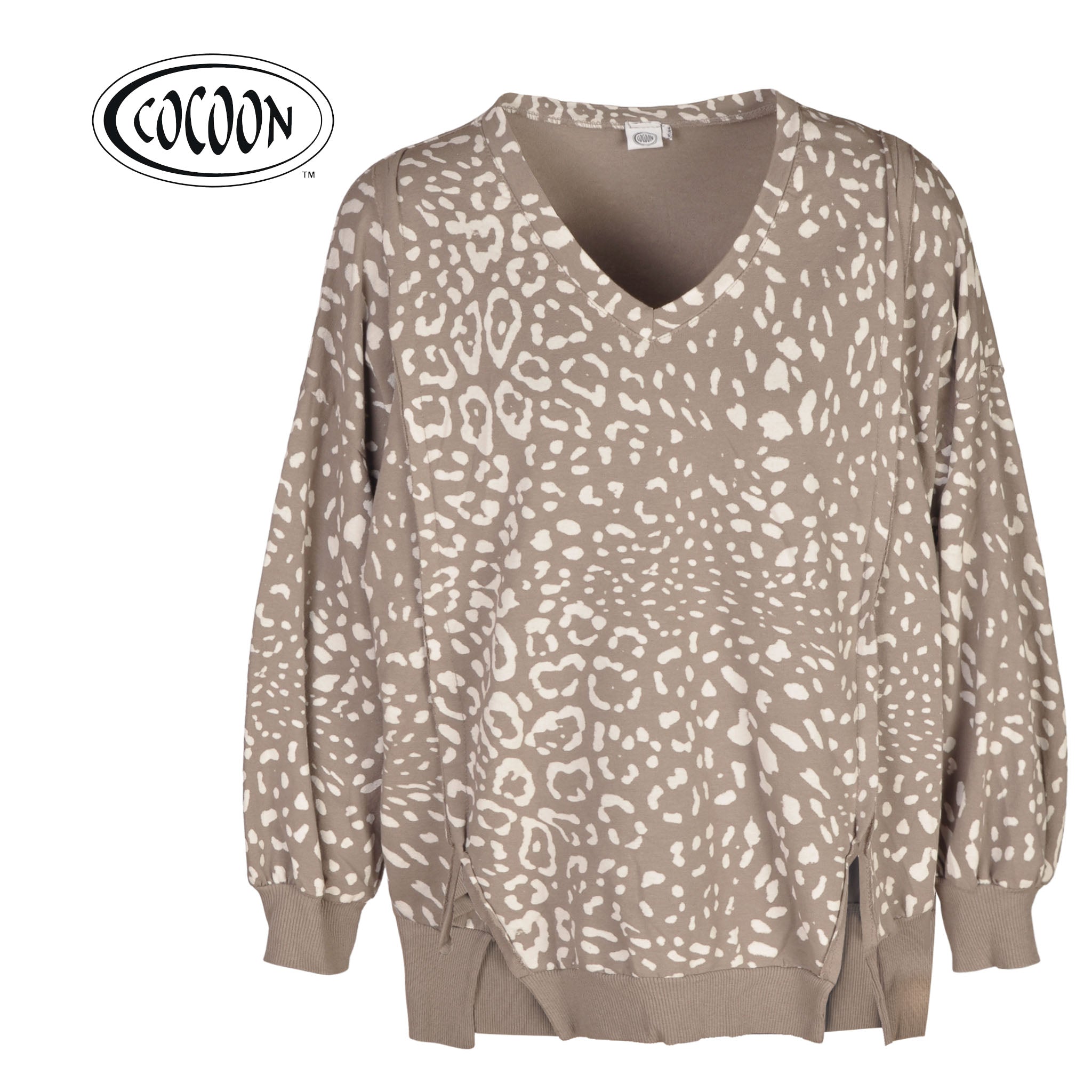 Cocoon animal print raw-edge top