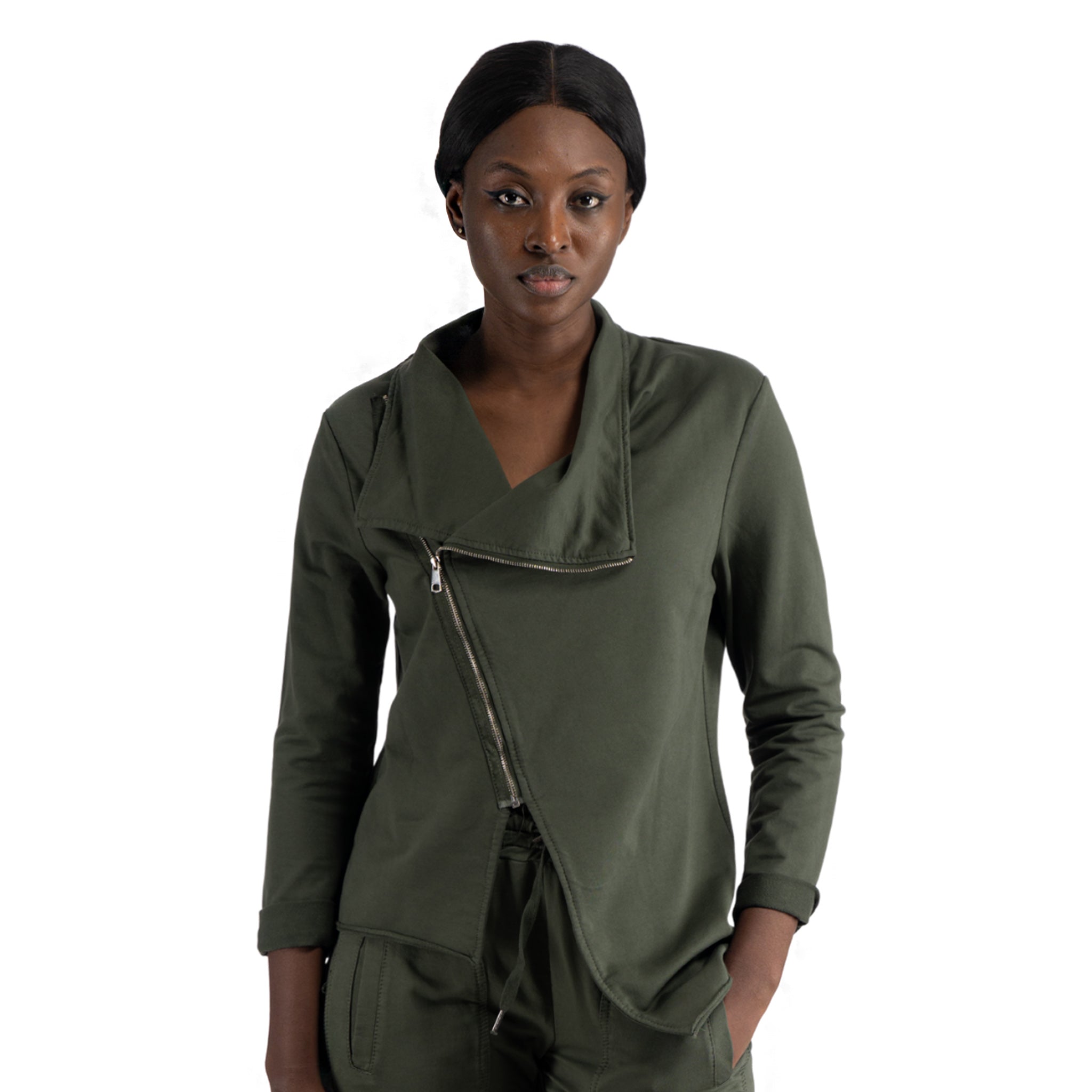 Aymmetrical zip pointy jacket