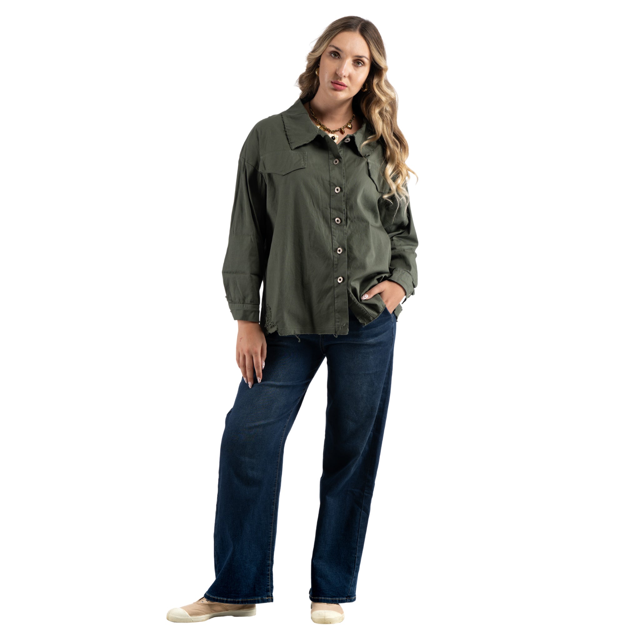 Torn denim style shirt