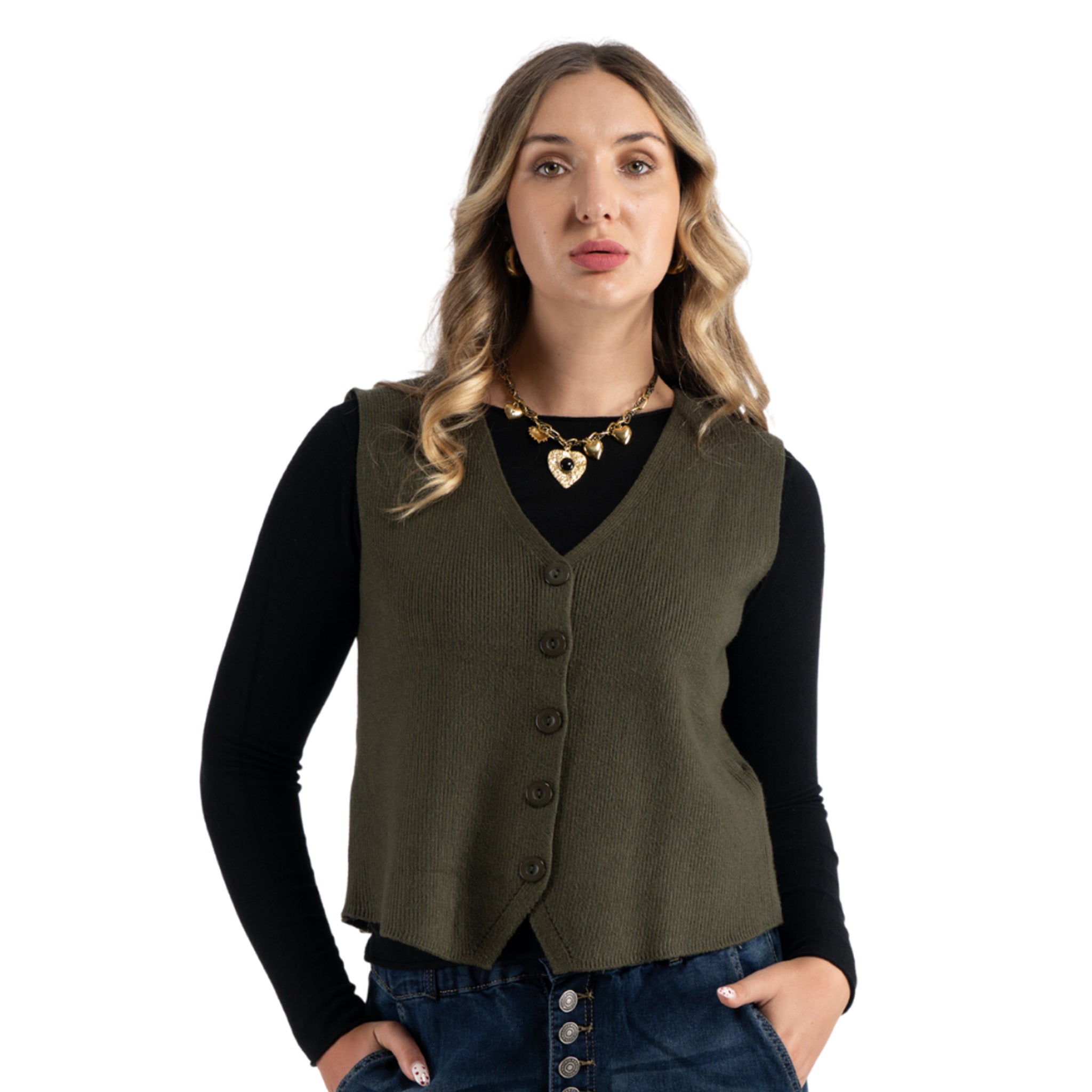 Ribbed knit waistcoat