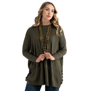 Button detail oversized knit top