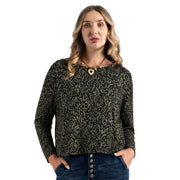 Flocked animal print jacquard top
