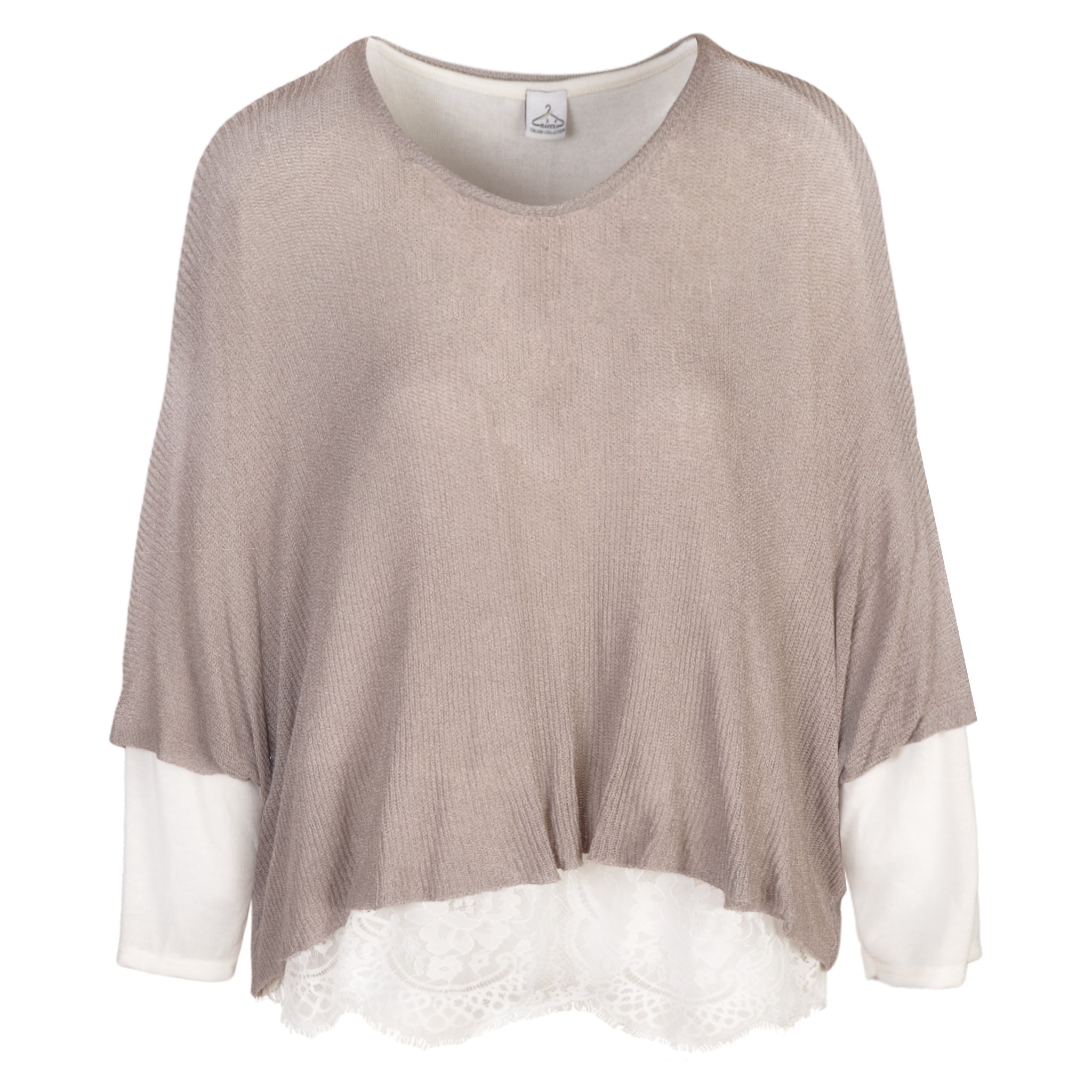 Double layer lace trim knit
